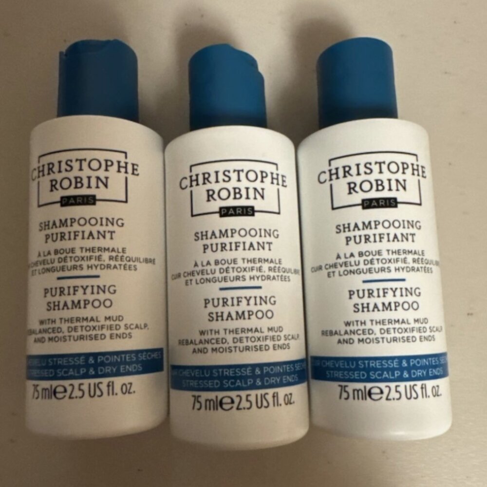 Christophe Robin Purifying Shampoo with Thermal Mud 3x Bottle 2.5oz New